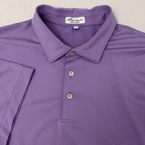 Peter Millar Summer Comfort Mens XL Pink Blue Stripe Performance Golf Polo Shirt